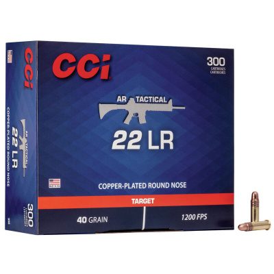 CCI AR Tactical Ammunition 22 Long Rifle 40 Grain Plated Round Nose Box of 300