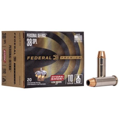 Federal Premium Personal Defense Reduced Recoil Ammunition 38 Special 110 Grain Hydra-Shok Jacketed Hollow Point Box of 20