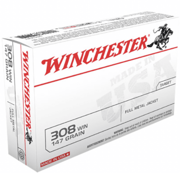 Winchester USA Ammunition 308 Winchester 147 Grain Full Metal Jacket Box of 20