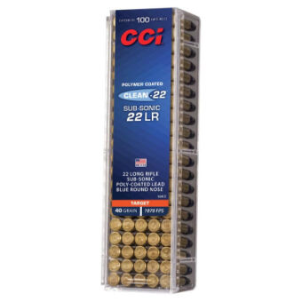 CCI Clean-22 Ammunition 22 Long Rifle 40 Grain Lead Round Nose Box of 100
