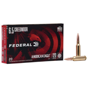 Federal American Eagle Ammunition 6.5 Creedmoor 120 Grain Jacketed Hollow Point Box of 20