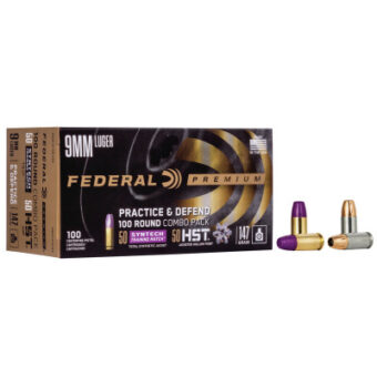 Federal Premium Practice & Defend Ammunition 9mm Luger 147 Grain HST Jacketed Hollow Point Box of 100