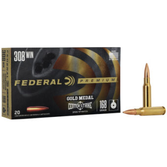 Federal Premium Gold Medal Ammunition 308 Winchester 175 Grain Centerstrke Open Tip Match Box of 20