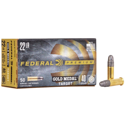 Federal Gold Medal Ammunition 22 Long Rifle 40 Grain Lead Round Nose Box of 50