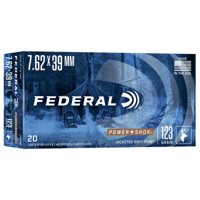 Federal Power-Shok Ammunition 7.62x39mm 123 Grain Jacketed Soft Point Box of 20