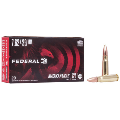 Federal American Eagle Ammunition 7.62x39mm 124 Grain Full Metal Jacket Box of 20