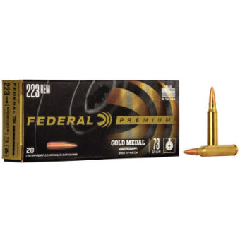 Federal Premium Gold Medal Ammunition 223 Remington 73 Grain Berger Hybrid Jacketed Hollow Point Box of 20