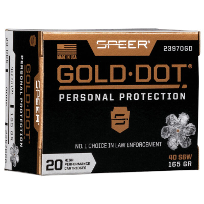 Speer Gold Dot Ammunition 40 S&W 165 Grain Jacketed Hollow Point Box of 20