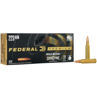Federal Premium Gold Medal Ammunition 223 Remington 77 Grain Centerstrke Jacketed Hollow Point Box of 20
