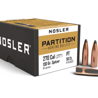 Nosler Partition Bullets 0.277 (270 Caliber, 6.8mm) 130 Grain Sptizer Box of 50