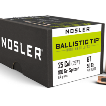 Nosler Ballistic Tip Bullets 0.257 (25 Caliber) 100 Grain Polymer Tipped Box of 50