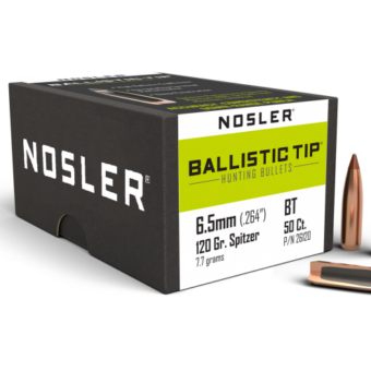 Nosler Ballistic Tip Bullets 0.264 (264 Caliber, 6.5mm) 120 Grain Polymer Tipped Box of 50