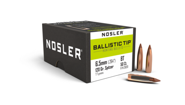 Nosler Ballistic Tip Bullets 0.264 (264 Caliber, 6.5mm) 120 Grain Polymer Tipped Box of 50