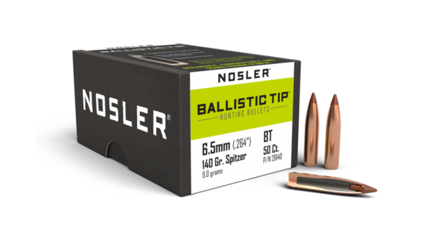 Nosler Ballistic Tip Bullets 0.264 (264 Caliber, 6.5mm) 140 Grain Polymer Tipped Box of 50