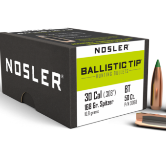 Nosler Ballistic Tip Bullets 0.308 (30 Caliber, 7.62mm) 168 Grain Polymer Tipped Box of 50