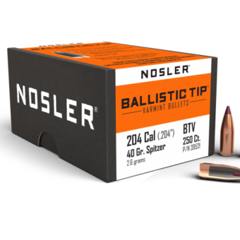 Nosler Ballistic Tip Bullets 0.204 (20 Caliber) 40 Grain Polymer Tipped Box of 250