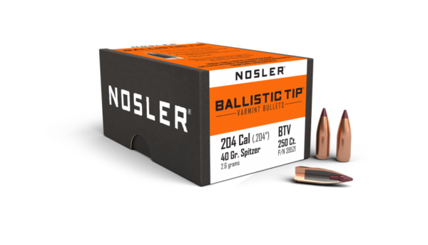 Nosler Ballistic Tip Bullets 0.204 (20 Caliber) 40 Grain Polymer Tipped Box of 250