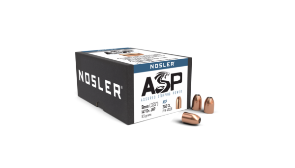 Nosler ASP Bullets 0.355 (9mm) 147 Grain Jacketed Hollow Point Box of 250