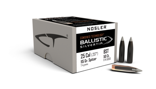 Nosler Ballistic Silvertip Bullets 0.257 (25 Caliber) 115 Grain Polymer Tipped Box of 50