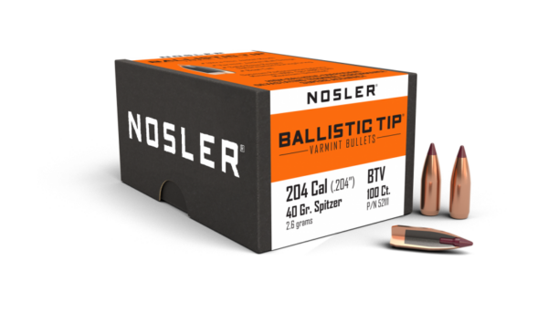 Nosler Ballistic Tip Bullets 0.204 (20 Caliber) 40 Grain Polymer Tipped Box of 100