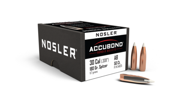 Nosler AccuBond Bullets 0.308 (30 Caliber, 7.62mm) 180 Grain Polymer Tipped Box of 50
