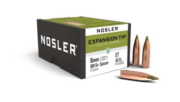 Nosler E-Tip Bullets 0.323 (323 Caliber, 8mm) 180 Grain Polymer Tipped Box of 50