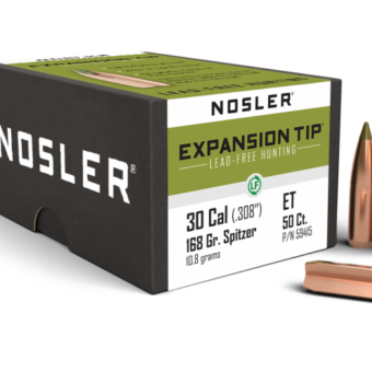 Nosler E-Tip Bullets 0.308 (30 Caliber, 7.62mm) 168 Grain Polymer Tipped Box of 50