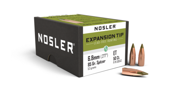 Nosler E-Tip Bullets 0.277 (270 Caliber, 6.8mm) 85 Grain Polymer Tipped Box of 50