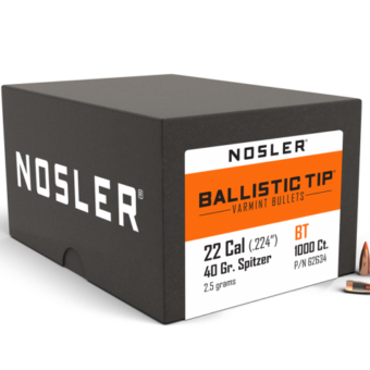 Nosler Ballistic Tip Bullets 0.224 (22 Caliber) 40 Grain Polymer Tipped Box of 1000