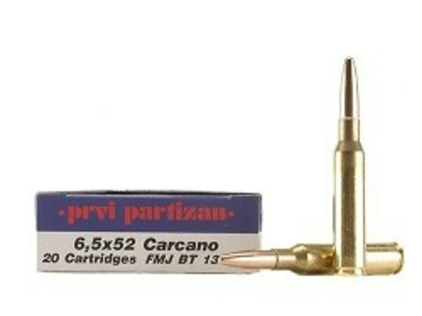 Prvi Partizan Ammunition 6.5x52 Carcano 139 Grain Full Metal Jacket Boat Tail Box of 20