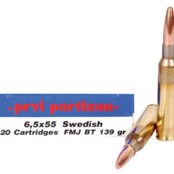 Prvi Partizan Ammunition 6.5-55 Swedish Mauser 139 Grain Full Metal Jacket Box of 20
