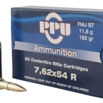 Prvi Partizan Ammunition 7.62X54 Rimmed Russian 182 Grain Full Metal Jacket Boat Tail Box of 20