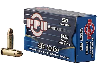 Prvi Partizan Ammunition 25 ACP 50 Grain Full Metal Jacket Box of 50