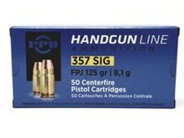 Prvi Partizan Ammunition 357 SIG 125 Grain Full Metal Jacket Flat Nose Box of 50