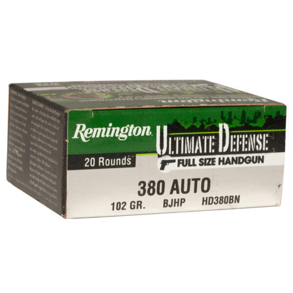 Remington Ultimate Defense Ammunition 380 ACP 102 Grain Jacketed Hollow Point Box of 20
