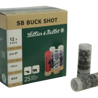 Sellier & Bellot  Ammunition 12 Gauge 2-3/4" #4  Buckshot Box of 25