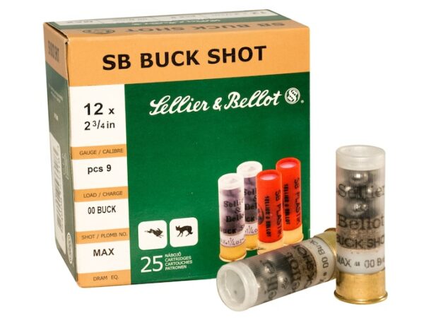 Sellier & Bellot  Ammunition 12 Gauge 2-3/4" #00 1 1/8 oz Buckshot Box of 25