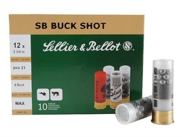 Sellier & Bellot  Ammunition 12 Gauge 2-3/4" #4 1 1/8 oz Buckshot Box of 10