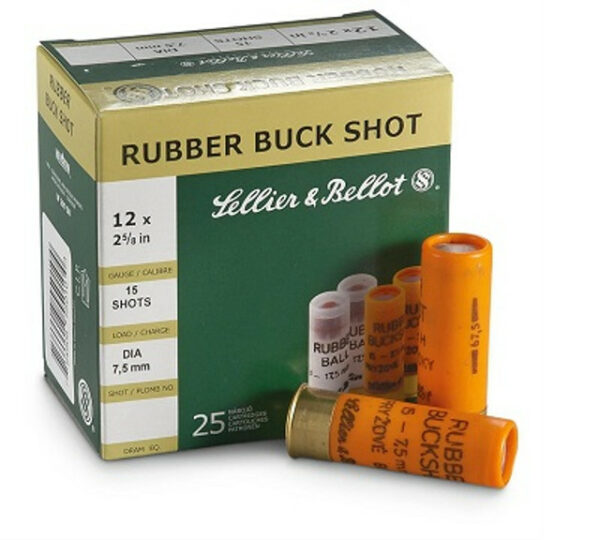Sellier & Bellot Special Shot Shell Ammunition 12 Gauge 2-3/4" 7.5mm 1/8 oz Rubber Buckshot Box of 25