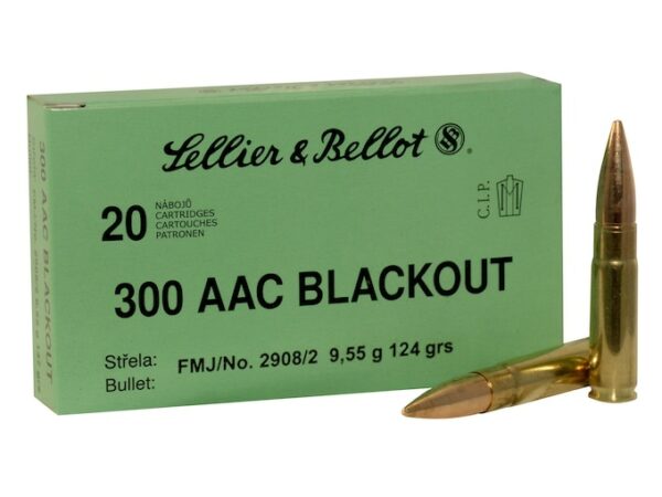 Sellier & Bellot Ammunition 300 AAC Blackout 124 Grain Full Metal Jacket Box of 20