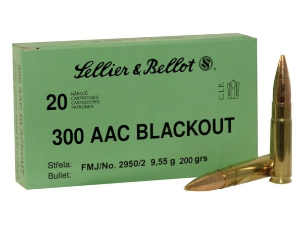 Sellier & Bellot Ammunition 300 AAC Blackout 200 Grain Full Metal Jacket Box of 20