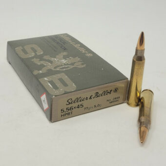 Sellier & Bellot Ammunition 5.56x45mm NATO 77 Grain Jacketed Hollow Point Box of 20