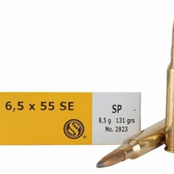 Sellier & Bellot Ammunition 6.5x55mm Swedish Mauser 131 Grain Jacketed Soft Point Box of 20