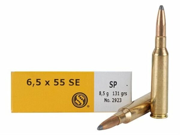 Sellier & Bellot Ammunition 6.5x55mm Swedish Mauser 131 Grain Jacketed Soft Point Box of 20