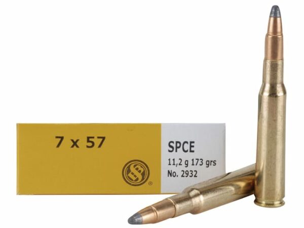 Sellier & Bellot Ammunition 7x57mm Mauser 173 Grain Jacketed Soft Point Box of 20
