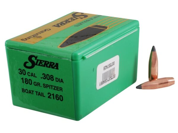 Sierra GameKing Bullets 0.308 (30 Caliber, 7.62mm) 180 Grain Spire Point Box of 100