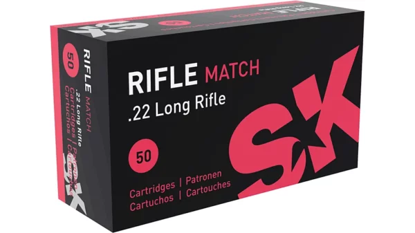 SK Rifle Match Ammunition 22 Long Rifle 40 Grain Solid Round Nose Box of 50