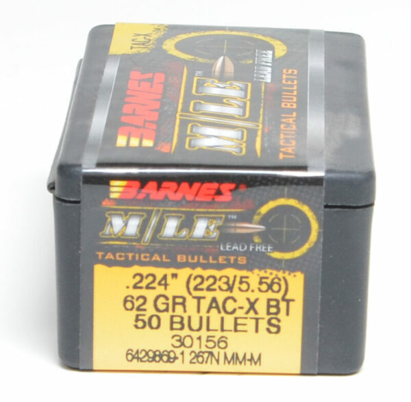 Barnes Tactical  Bullets (.224 Diameter) 62 Grain Boat Tail Hollow Point Box of 50