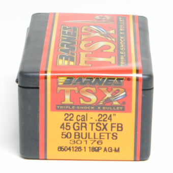 Barnes TSX Bullets 0.224 (22 Caliber) 45 Grain Solid Hollow Point Box of 50