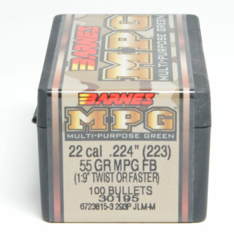 Barnes MPG Bullets 0.224 (22 Caliber) 55 Grain Flat Base Hollow Point Box of 100